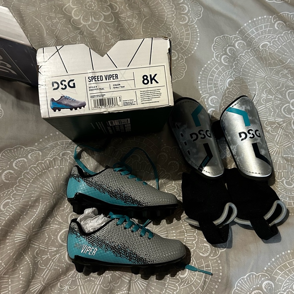 Toddler Soccer cleats and shin guards